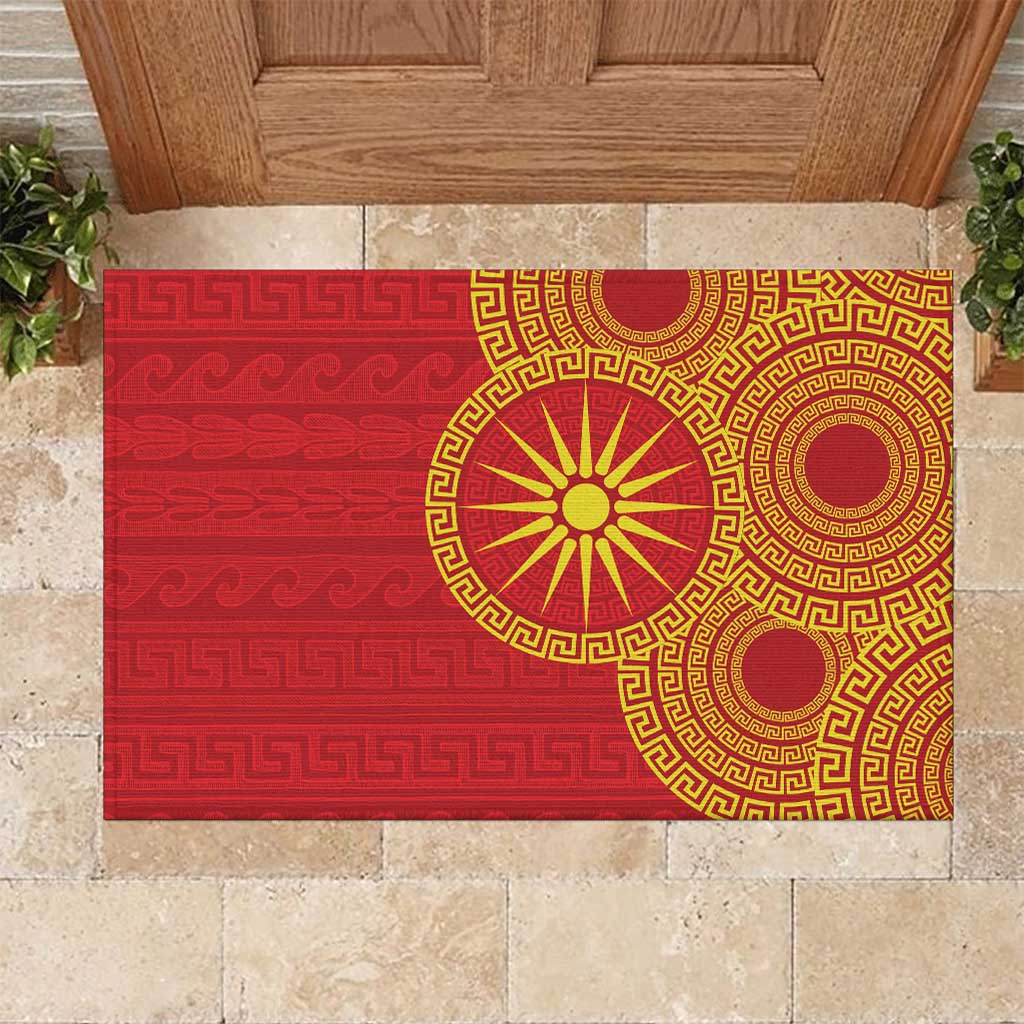 Vergina Sun Macedonia Rubber Doormat Greek Pattern Red - Wonder Print Shop