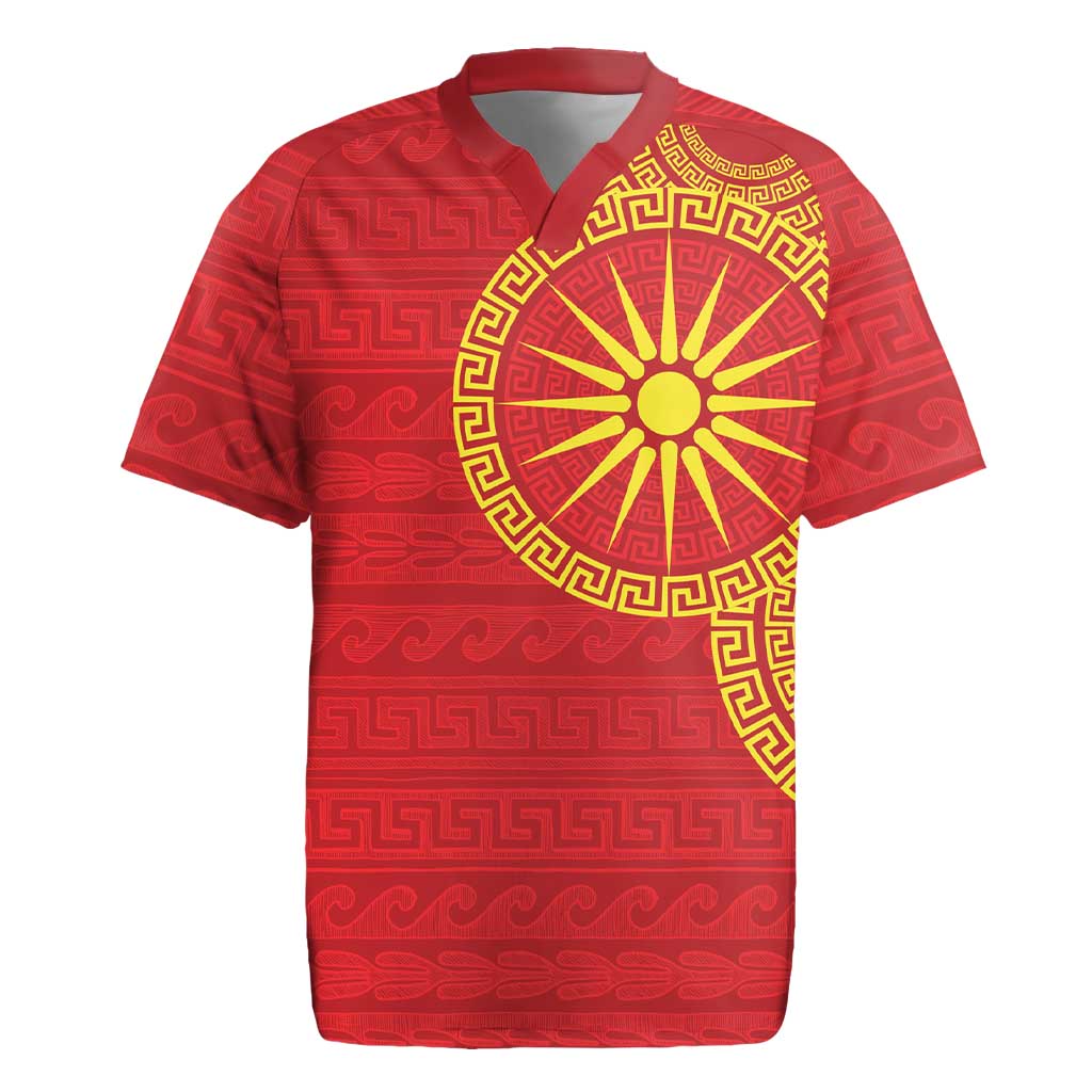 Vergina Sun Macedonia Rugby Jersey Greek Pattern Red - Wonder Print Shop