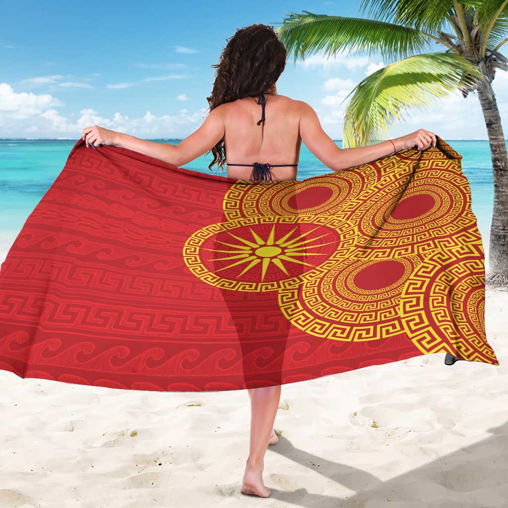 Vergina Sun Macedonia Sarong Greek Pattern Red - Wonder Print Shop