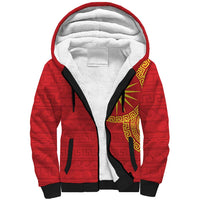 Vergina Sun Macedonia Sherpa Hoodie Greek Pattern Red - Wonder Print Shop