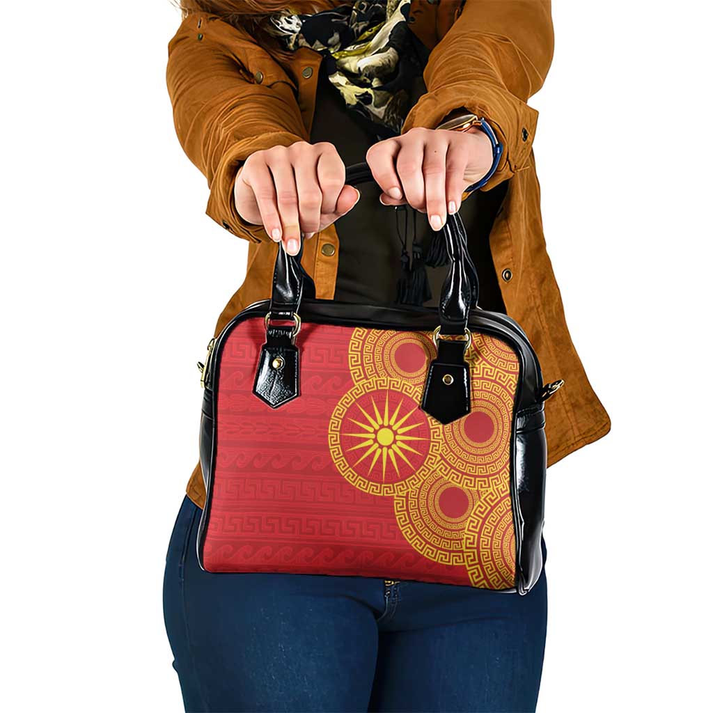 Vergina Sun Macedonia Shoulder Handbag Greek Pattern Red - Wonder Print Shop