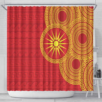 Vergina Sun Macedonia Shower Curtain Greek Pattern Red - Wonder Print Shop