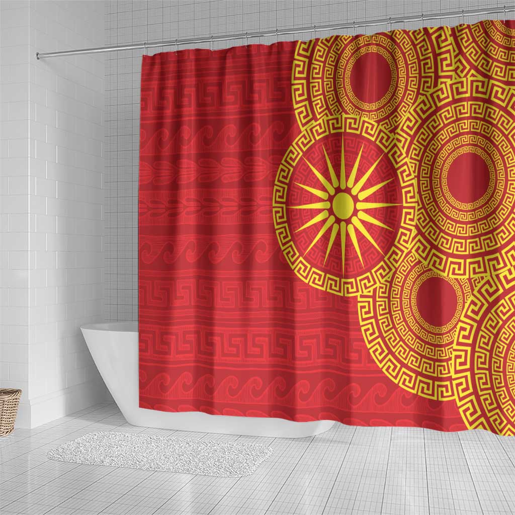 Vergina Sun Macedonia Shower Curtain Greek Pattern Red - Wonder Print Shop