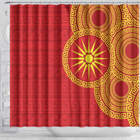 Vergina Sun Macedonia Shower Curtain Greek Pattern Red - Wonder Print Shop