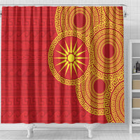 Vergina Sun Macedonia Shower Curtain Greek Pattern Red - Wonder Print Shop