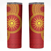 Vergina Sun Macedonia Skinny Tumbler Greek Pattern Red - Wonder Print Shop