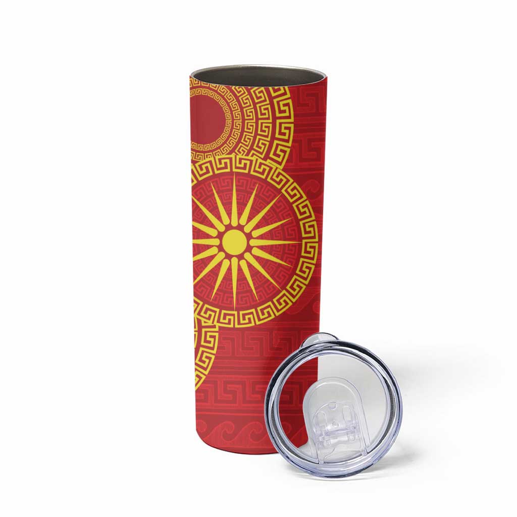 Vergina Sun Macedonia Skinny Tumbler Greek Pattern Red - Wonder Print Shop