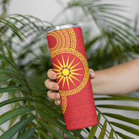 Vergina Sun Macedonia Skinny Tumbler Greek Pattern Red - Wonder Print Shop