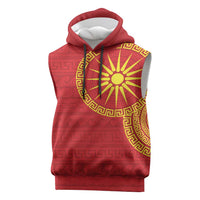 Vergina Sun Macedonia Sleeveless Hoodie Greek Pattern Red - Wonder Print Shop