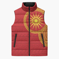 Vergina Sun Macedonia Sleeveless Puffer Jacket Greek Pattern Red - Wonder Print Shop