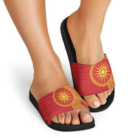Vergina Sun Macedonia Slide Sandals Greek Pattern Red - Wonder Print Shop