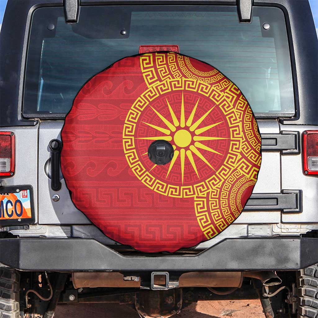 Vergina Sun Macedonia Spare Tire Cover Greek Pattern Red - Wonder Print Shop