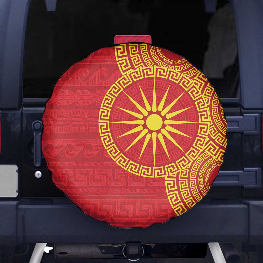 Vergina Sun Macedonia Spare Tire Cover Greek Pattern Red - Wonder Print Shop