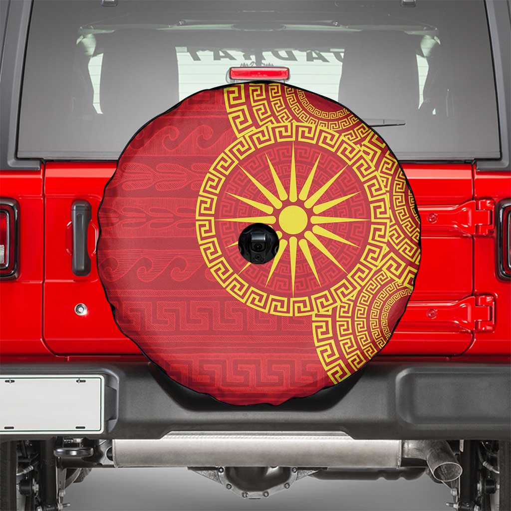 Vergina Sun Macedonia Spare Tire Cover Greek Pattern Red - Wonder Print Shop