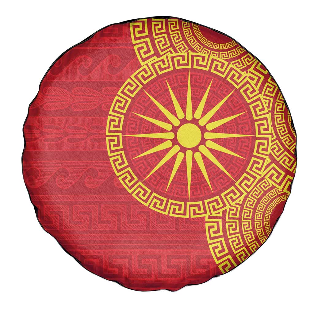 Vergina Sun Macedonia Spare Tire Cover Greek Pattern Red - Wonder Print Shop
