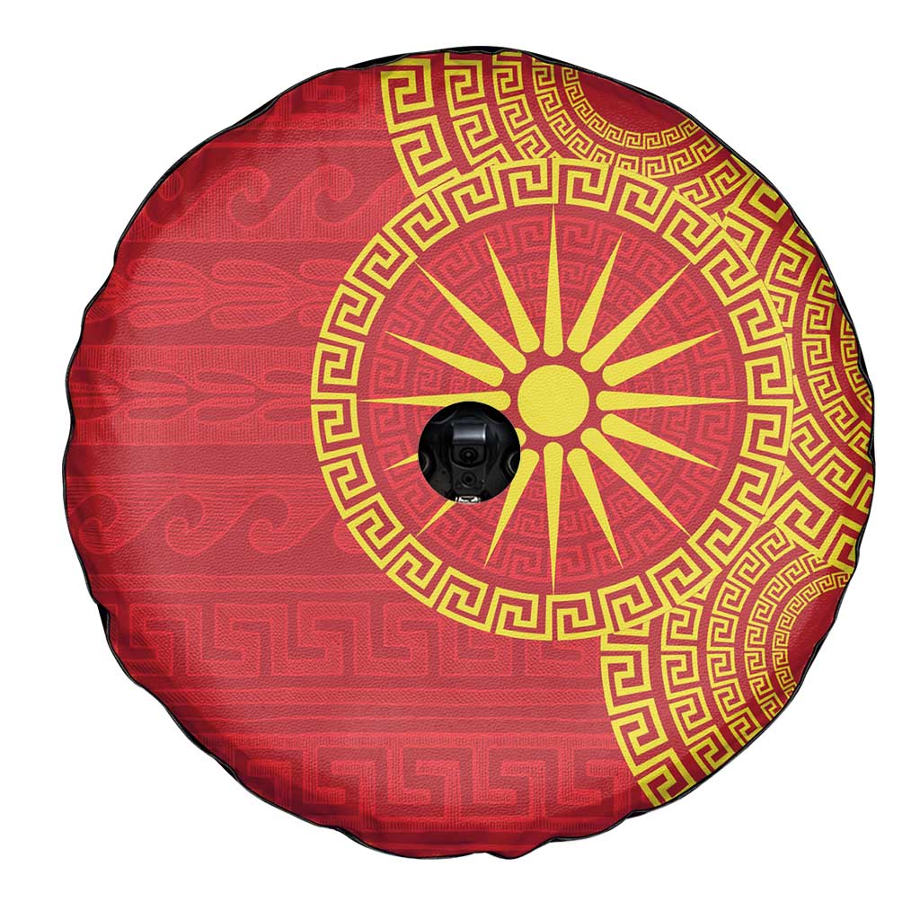 Vergina Sun Macedonia Spare Tire Cover Greek Pattern Red - Wonder Print Shop