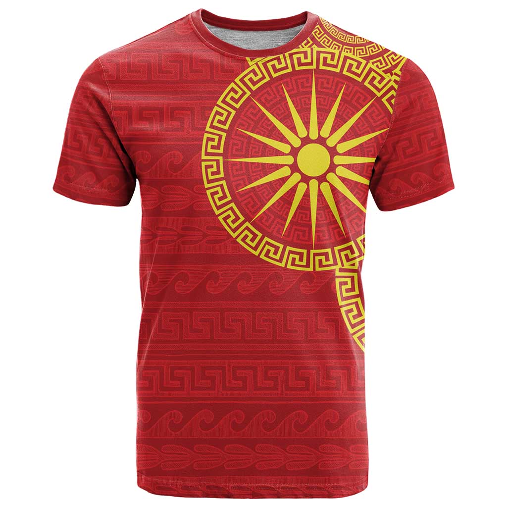 Vergina Sun Macedonia T Shirt Greek Pattern Red - Wonder Print Shop