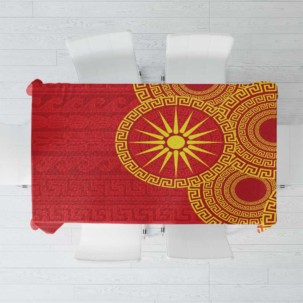 Vergina Sun Macedonia Tablecloth Greek Pattern Red - Wonder Print Shop