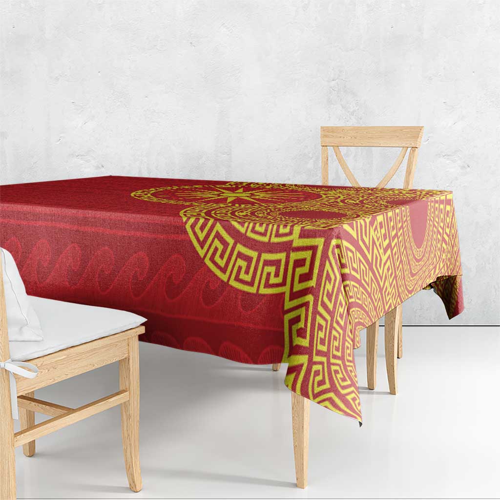 Vergina Sun Macedonia Tablecloth Greek Pattern Red - Wonder Print Shop