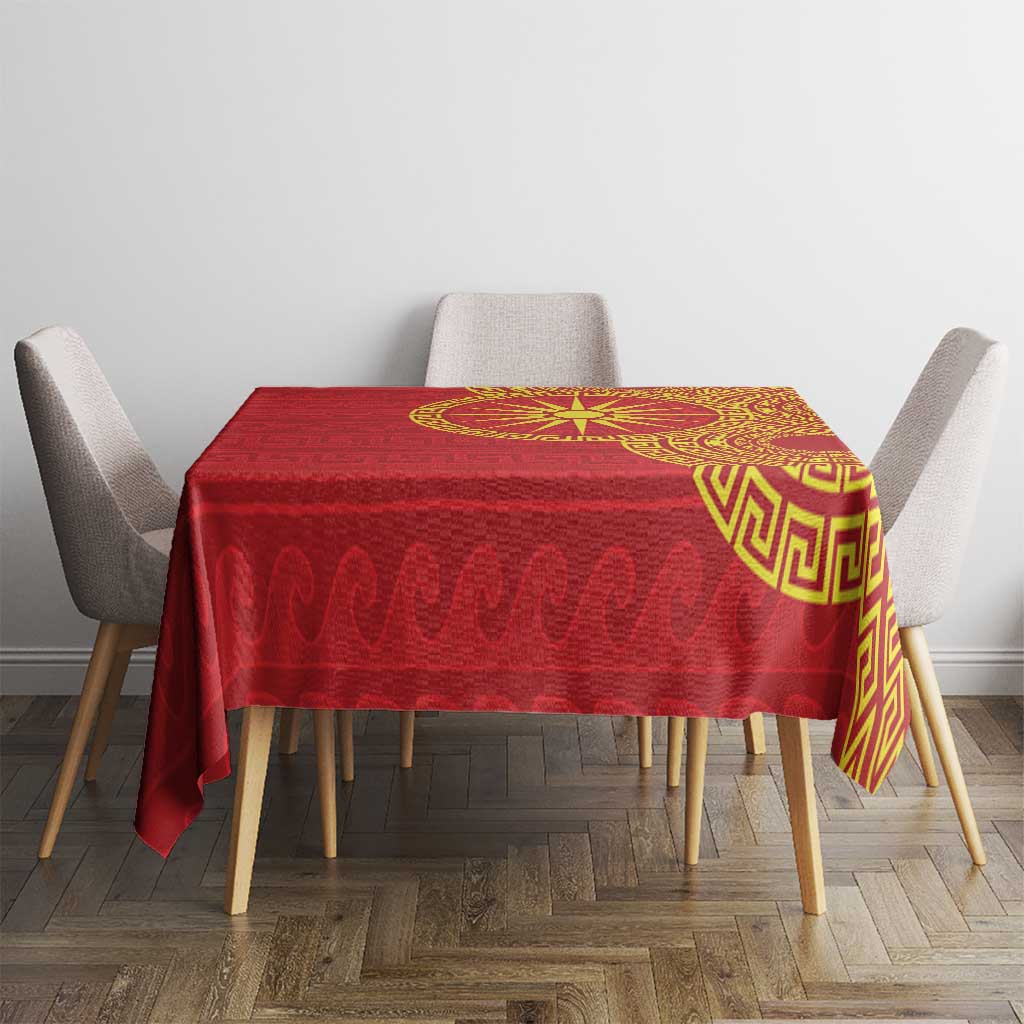 Vergina Sun Macedonia Tablecloth Greek Pattern Red - Wonder Print Shop