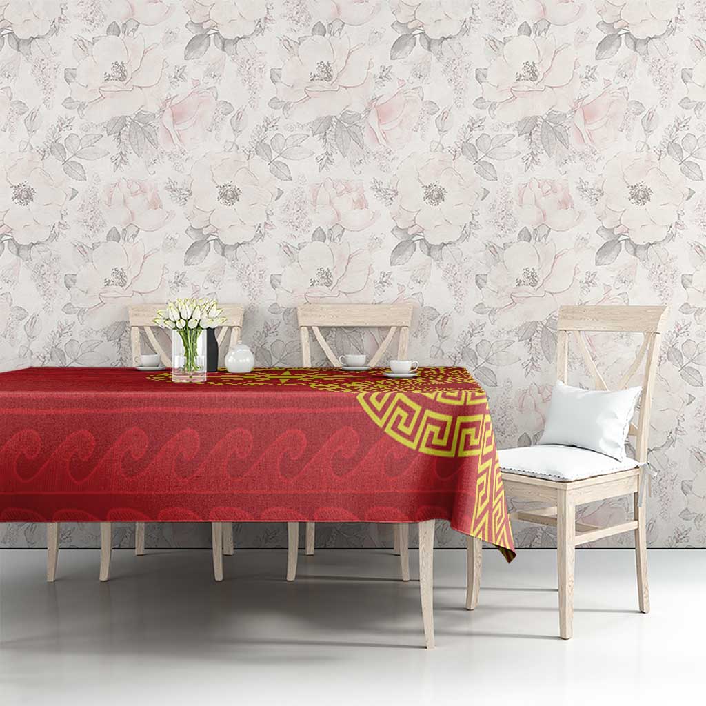 Vergina Sun Macedonia Tablecloth Greek Pattern Red - Wonder Print Shop