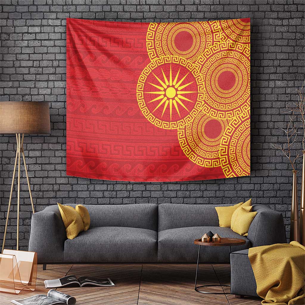 Vergina Sun Macedonia Tapestry Greek Pattern Red - Wonder Print Shop
