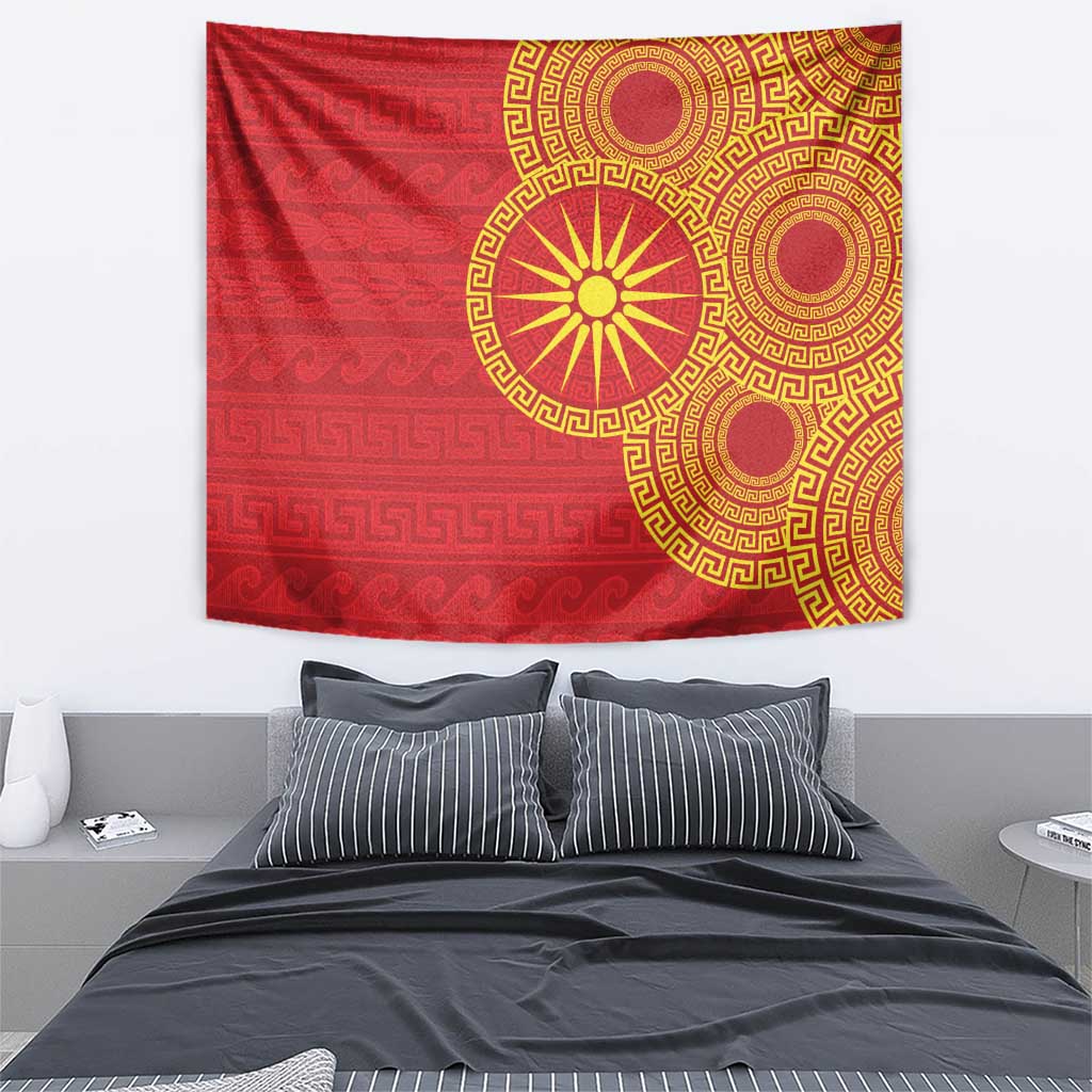 Vergina Sun Macedonia Tapestry Greek Pattern Red - Wonder Print Shop