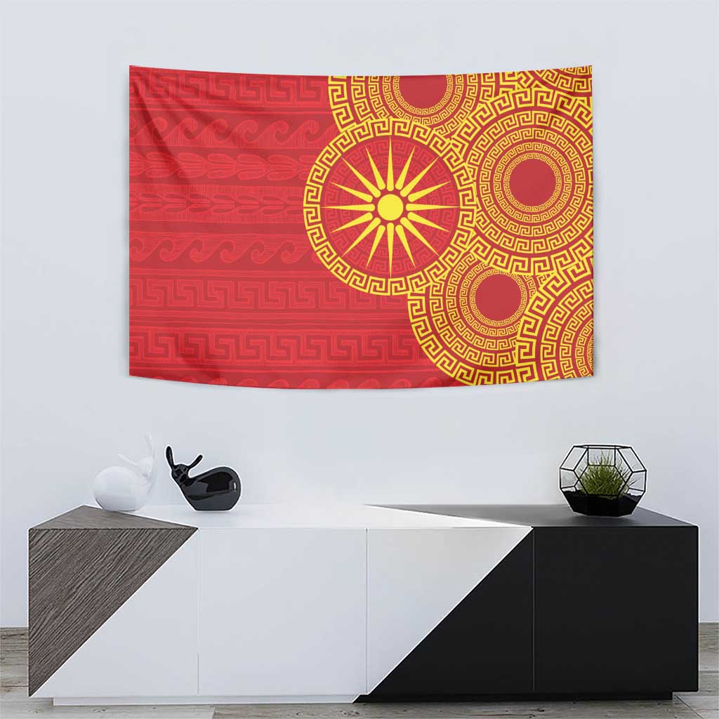 Vergina Sun Macedonia Tapestry Greek Pattern Red - Wonder Print Shop