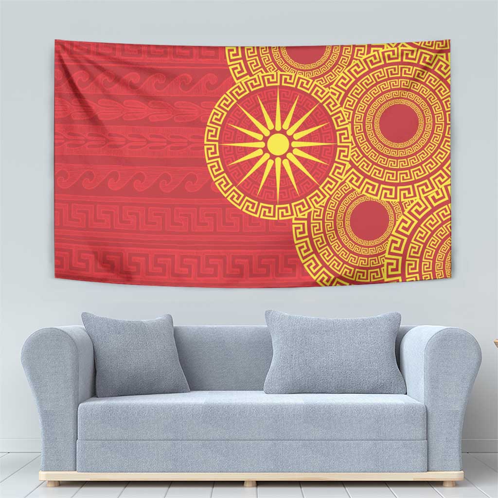 Vergina Sun Macedonia Tapestry Greek Pattern Red - Wonder Print Shop