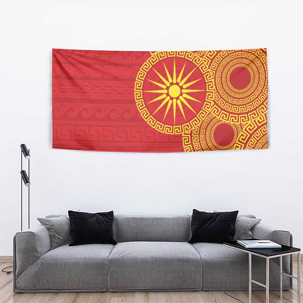 Vergina Sun Macedonia Tapestry Greek Pattern Red - Wonder Print Shop