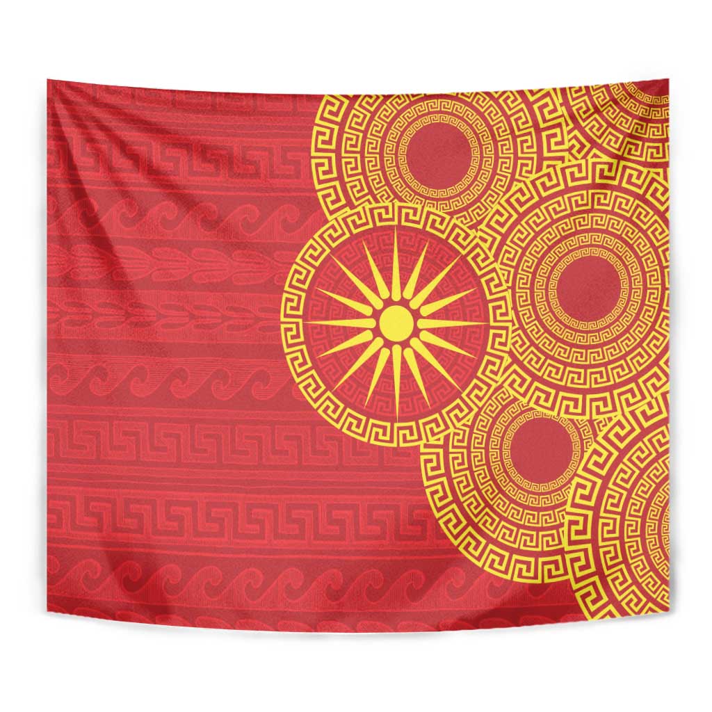 Vergina Sun Macedonia Tapestry Greek Pattern Red - Wonder Print Shop