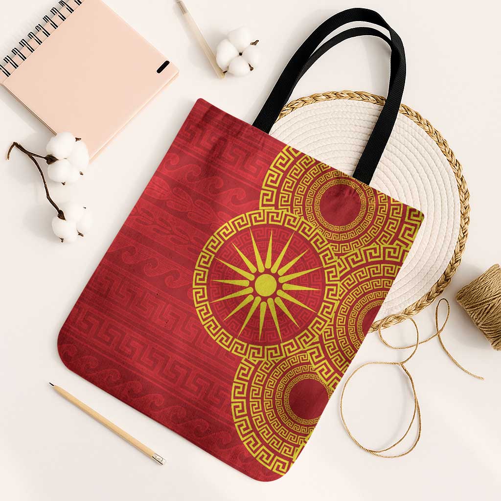 Vergina Sun Macedonia Tote Bag Greek Pattern Red - Wonder Print Shop
