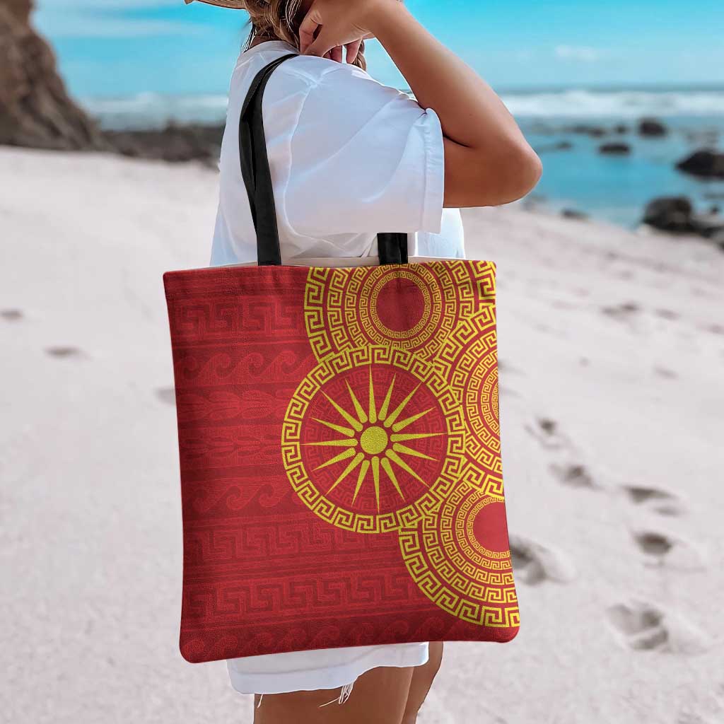 Vergina Sun Macedonia Tote Bag Greek Pattern Red - Wonder Print Shop