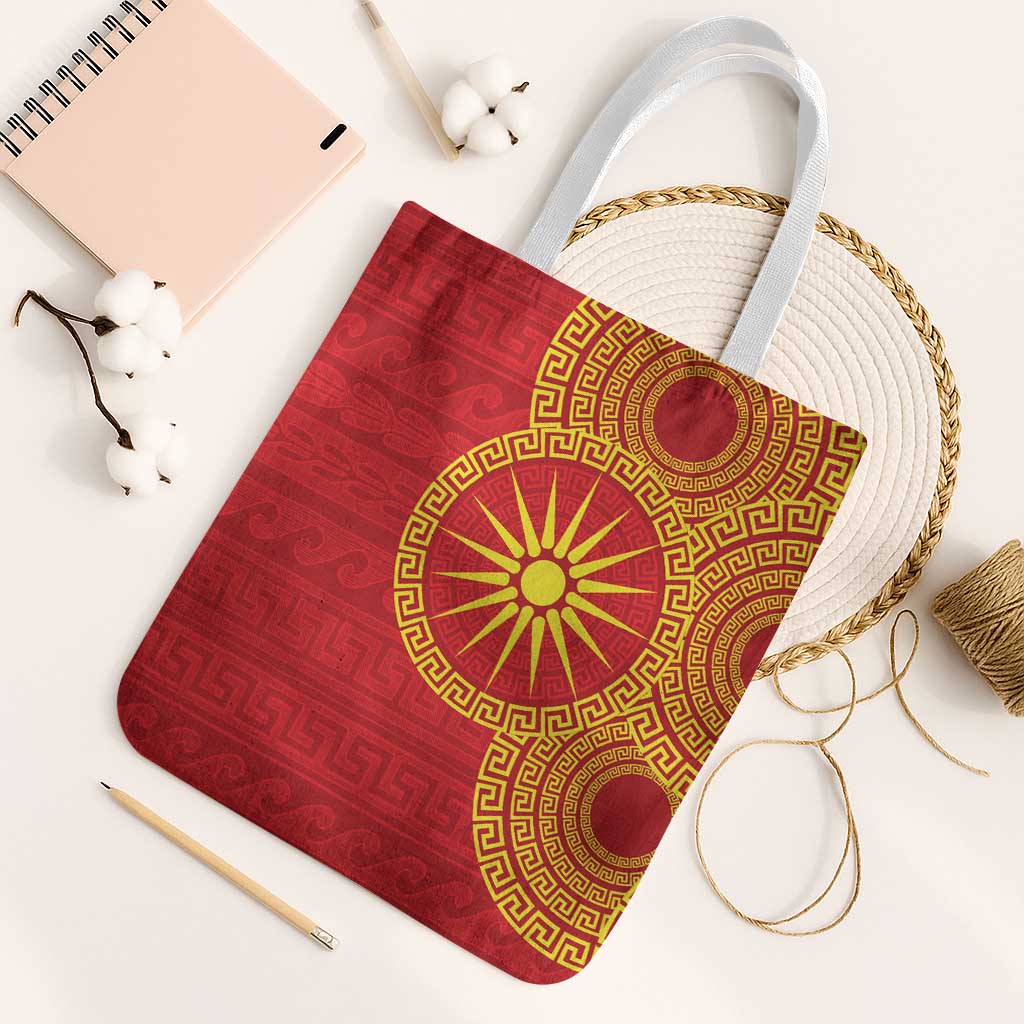 Vergina Sun Macedonia Tote Bag Greek Pattern Red - Wonder Print Shop