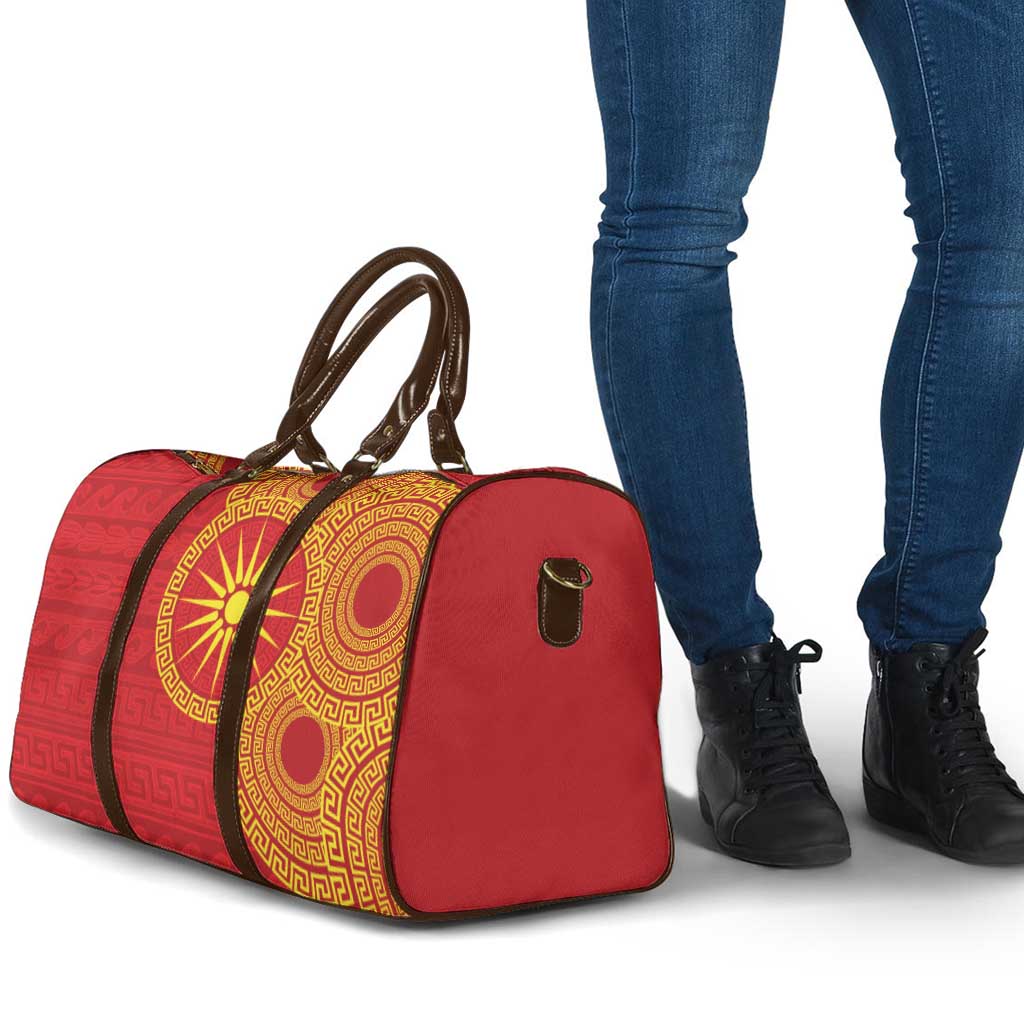 Vergina Sun Macedonia Travel Bag Greek Pattern Red - Wonder Print Shop