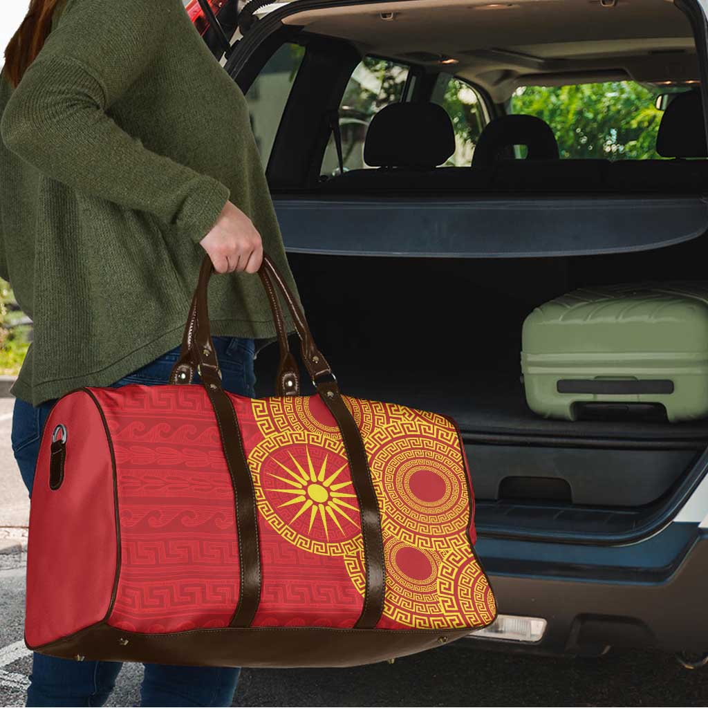 Vergina Sun Macedonia Travel Bag Greek Pattern Red - Wonder Print Shop