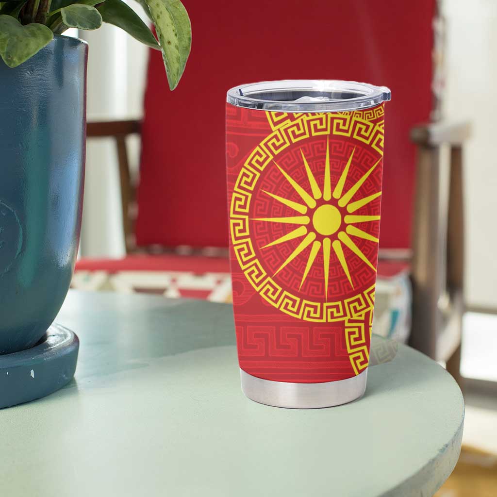 Vergina Sun Macedonia Tumbler Cup Greek Pattern Red - Wonder Print Shop