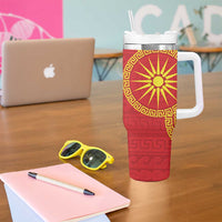 Vergina Sun Macedonia Tumbler With Handle Greek Pattern Red - Wonder Print Shop