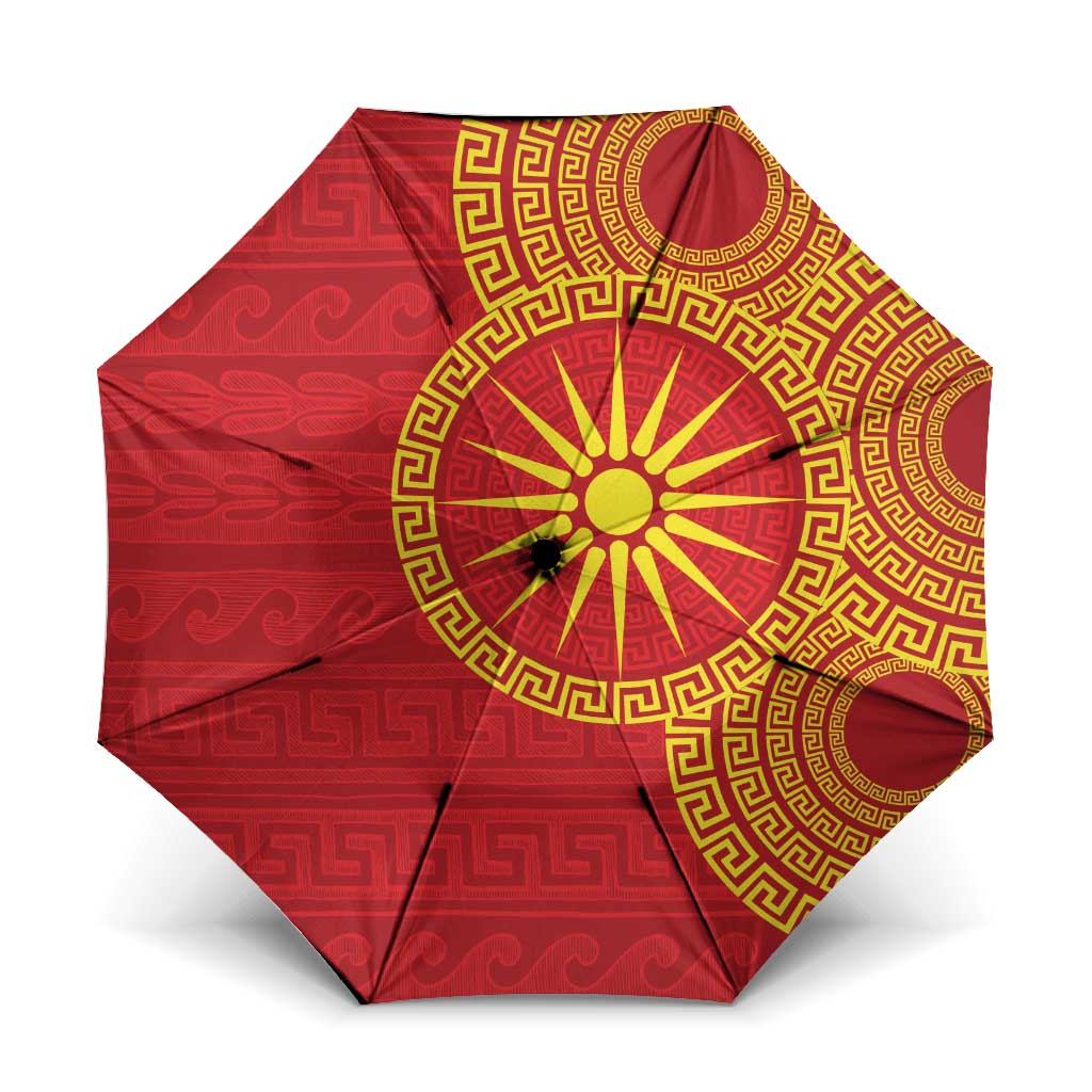 Vergina Sun Macedonia Umbrella Greek Pattern Red - Wonder Print Shop