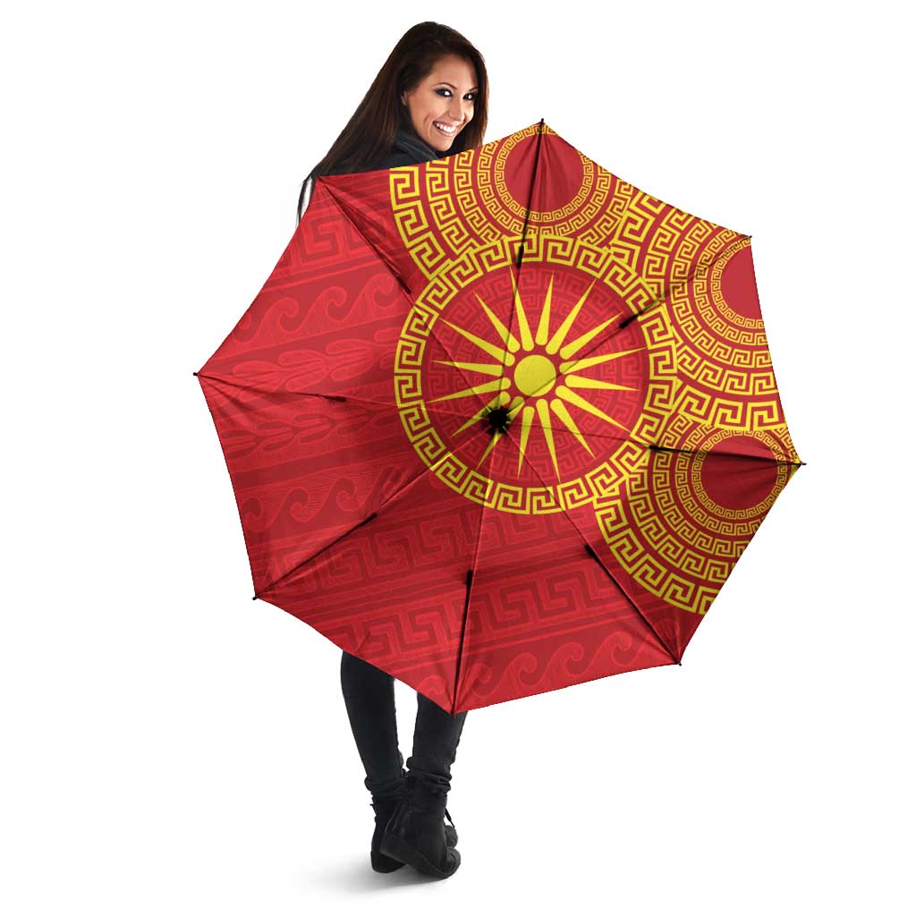 Vergina Sun Macedonia Umbrella Greek Pattern Red - Wonder Print Shop