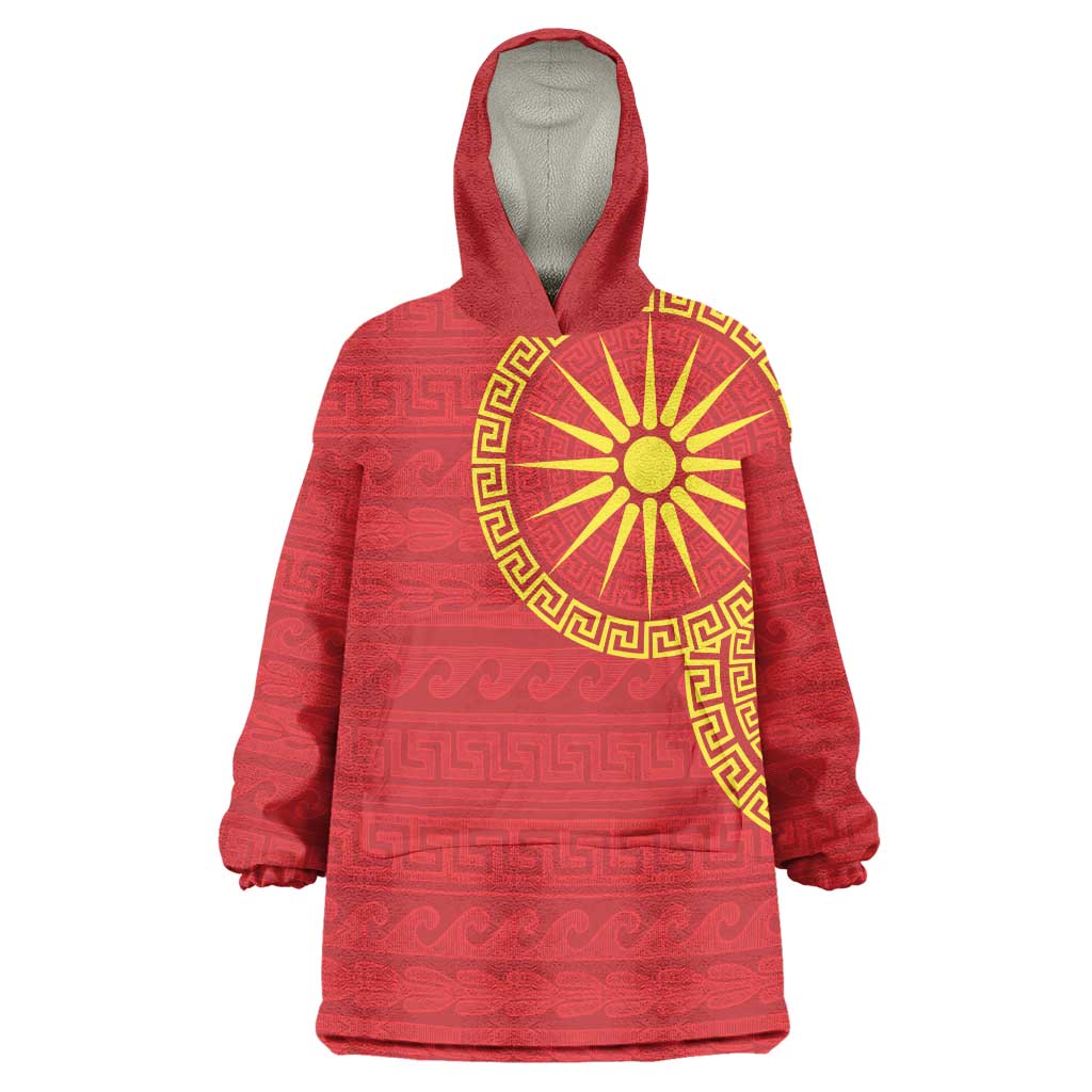 Vergina Sun Macedonia Wearable Blanket Hoodie Greek Pattern Red - Wonder Print Shop