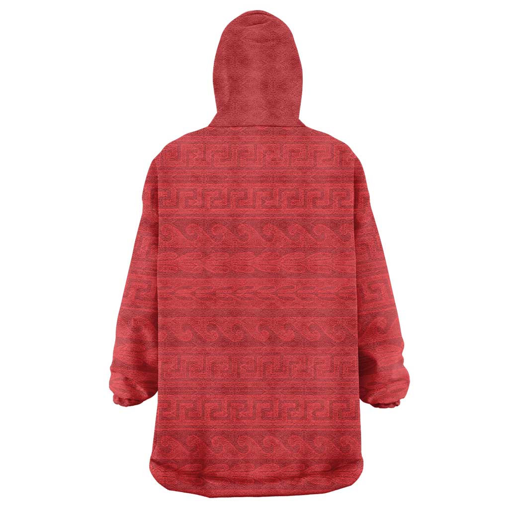 Vergina Sun Macedonia Wearable Blanket Hoodie Greek Pattern Red - Wonder Print Shop