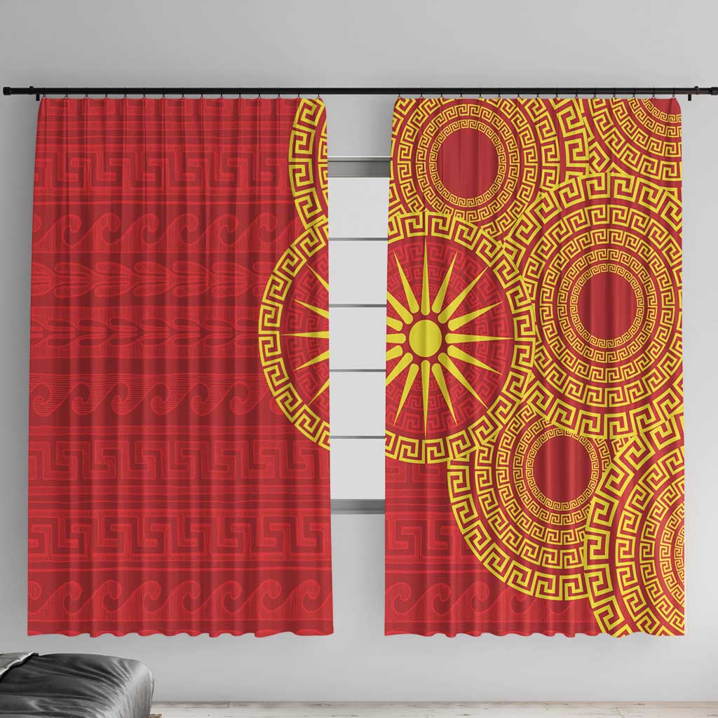 Vergina Sun Macedonia Window Curtain Greek Pattern Red - Wonder Print Shop