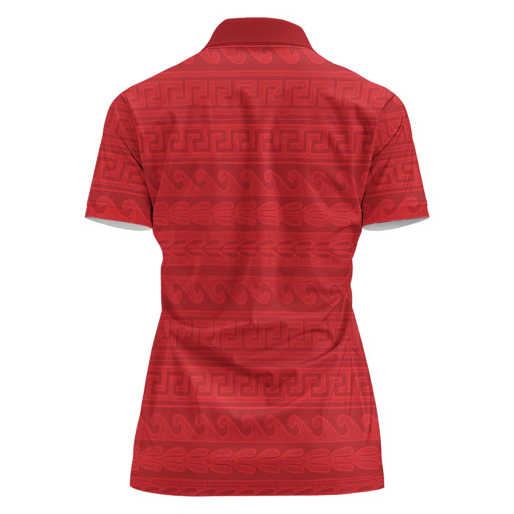 Vergina Sun Macedonia Women Polo Shirt Greek Pattern Red - Wonder Print Shop