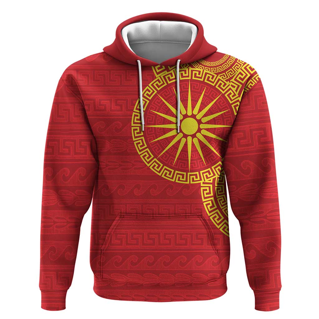 Vergina Sun Macedonia Zip Hoodie Greek Pattern Red - Wonder Print Shop