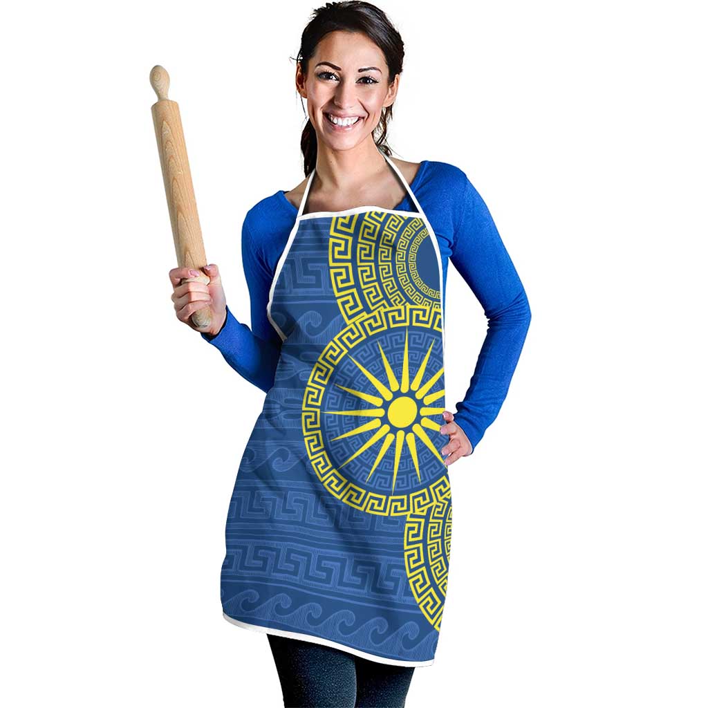 Vergina Sun Macedonia Apron Greek Pattern Blue - Wonder Print Shop
