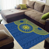 Vergina Sun Macedonia Area Rug Greek Pattern Blue - Wonder Print Shop