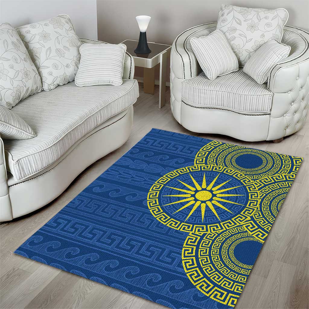 Vergina Sun Macedonia Area Rug Greek Pattern Blue - Wonder Print Shop