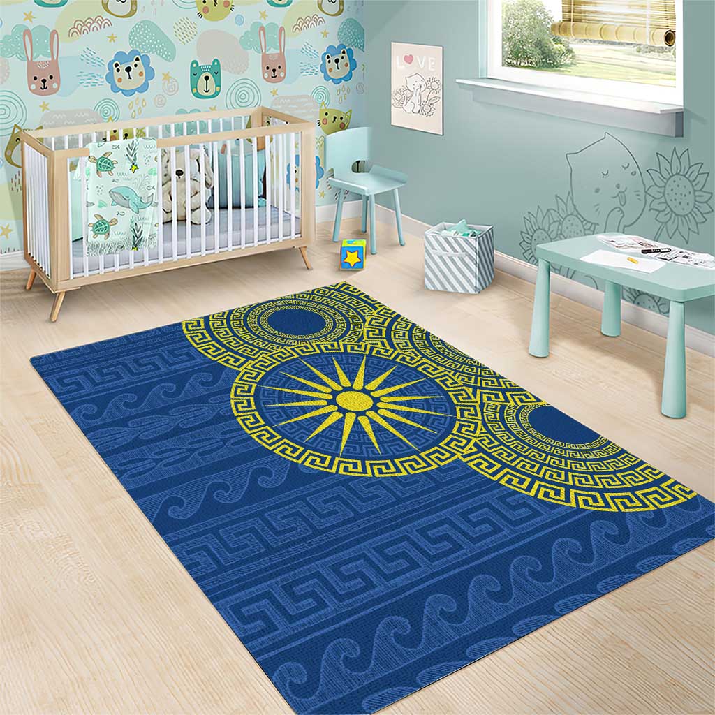Vergina Sun Macedonia Area Rug Greek Pattern Blue - Wonder Print Shop