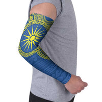 Vergina Sun Macedonia Arm Sleeves Greek Pattern Blue - Wonder Print Shop